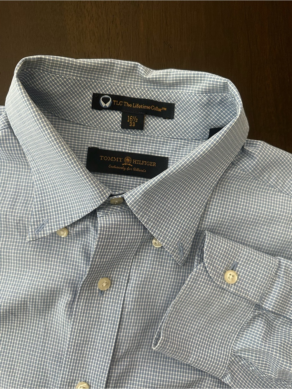 Tommy Hilfiger Mens 16.5 33 Gingham Button Down‎ Dress Shirt Exclusively Dillard